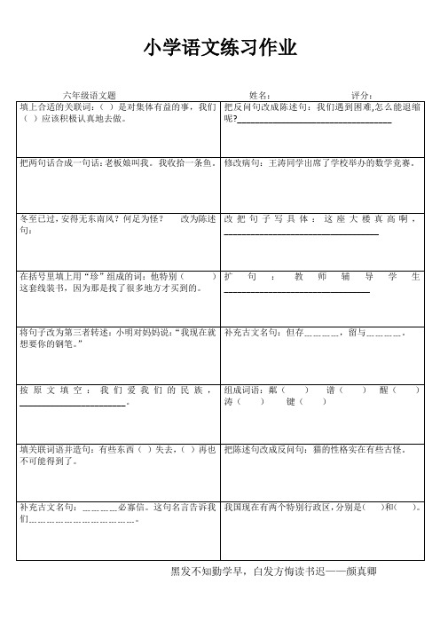 小学六年级语文拓展训练II (3)