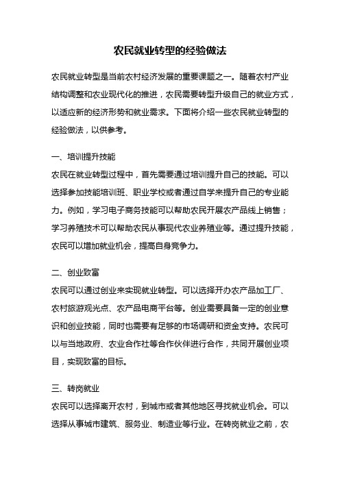 农民就业转型的经验做法