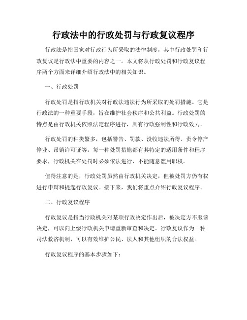 行政法中的行政处罚与行政复议程序