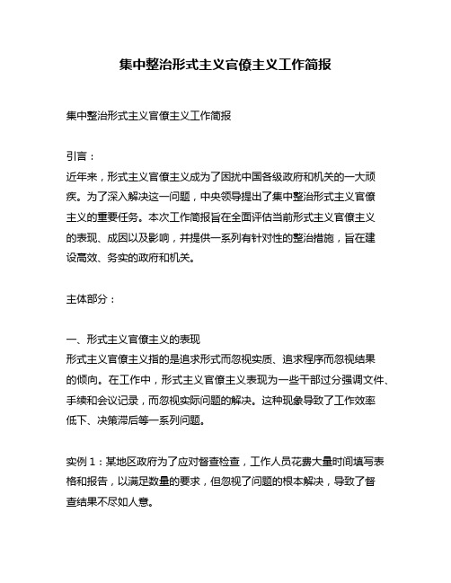 集中整治形式主义官僚主义工作简报