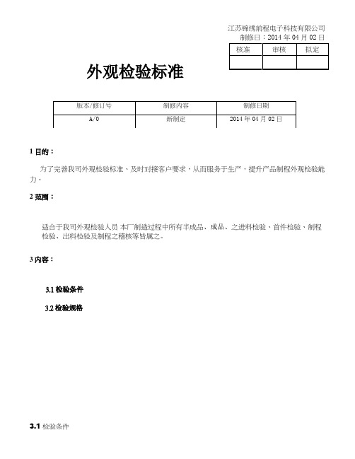 外观检验标准书 SIP