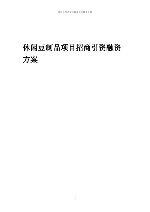 休闲豆制品项目招商引资融资方案