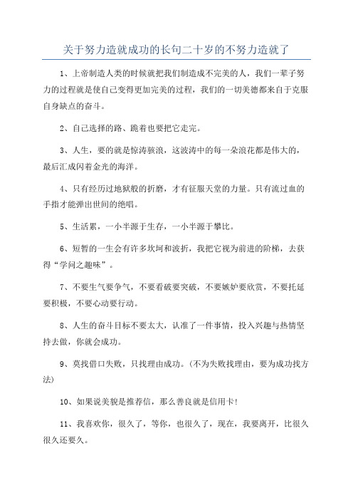 关于努力造就成功的长句二十岁的不努力造就了