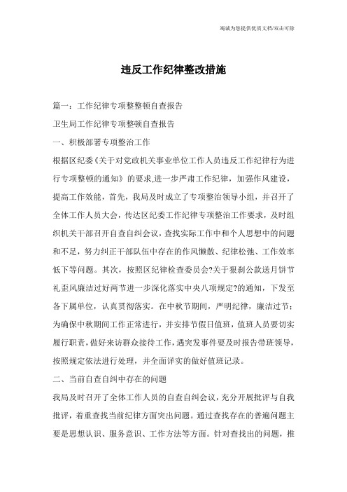 违反工作纪律整改措施