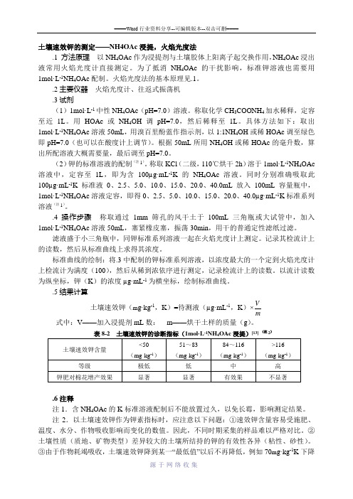 土壤速效钾的测定——NH4OAc浸提-火焰光度法