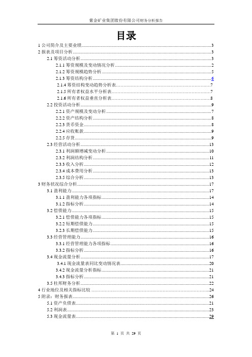 紫金矿业集团股份有限公司财务分析