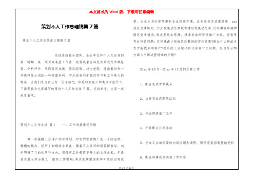 策划个人工作总结锦集7篇