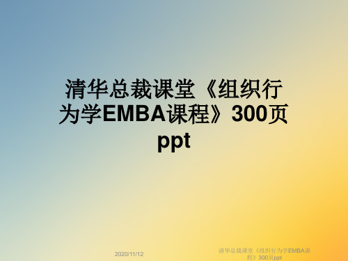 清华总裁课堂《组织行为学EMBA课程》300页ppt