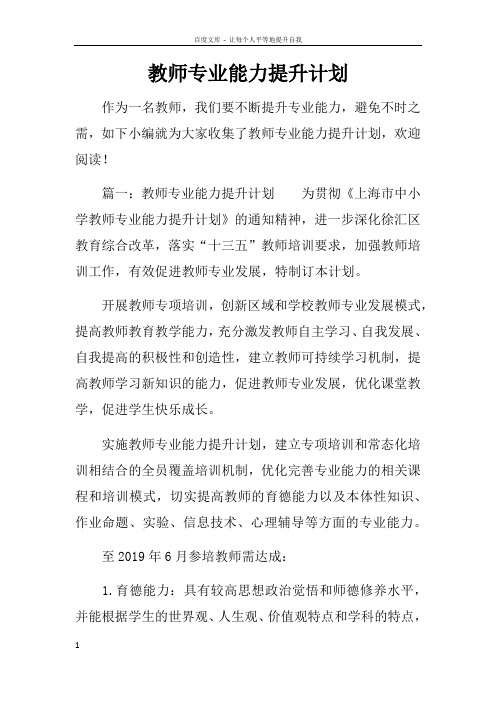 教师专业能力提升计划