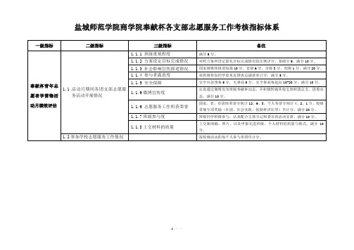 奉献杯青年志愿者服务工作考核指标体系