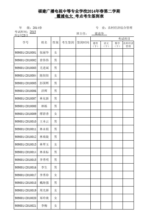 2014春第二学期考试方案