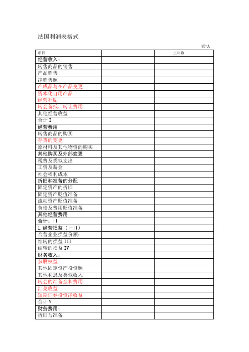 法国利润表