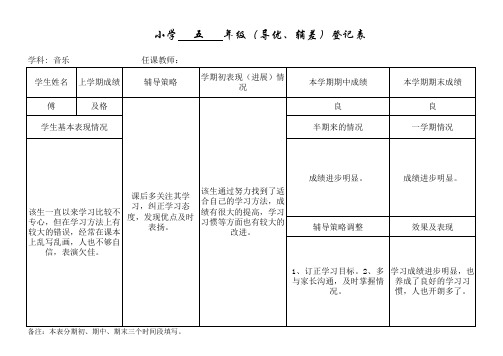 导优辅差表、