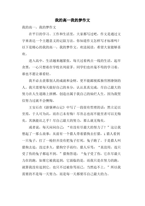 我的高一我的梦作文