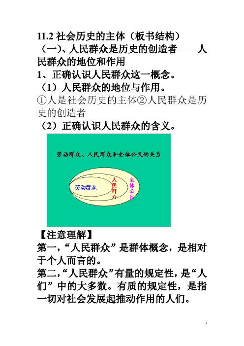 11.2社会历史的主体(板书结构)