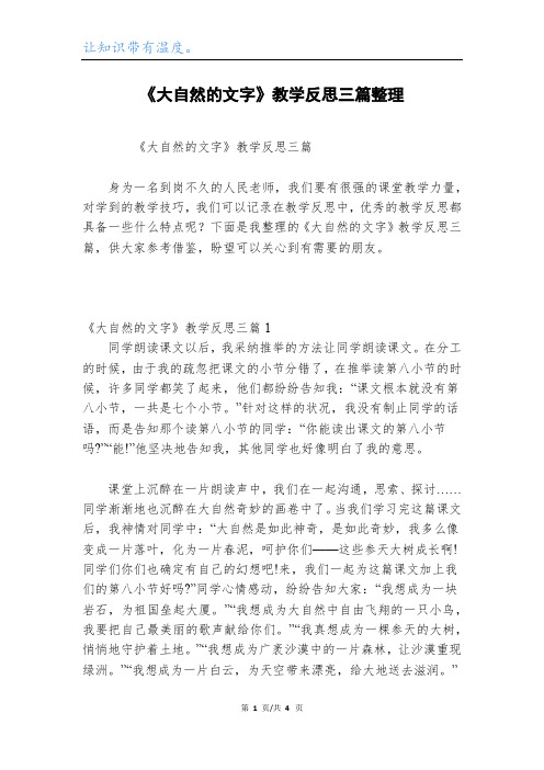 《大自然的文字》教学反思三篇整理