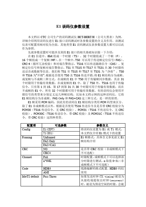 E1误码表(E1误码仪)参数设置