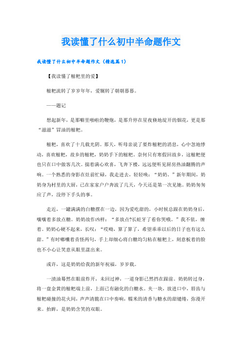 我读懂了什么初中半命题作文