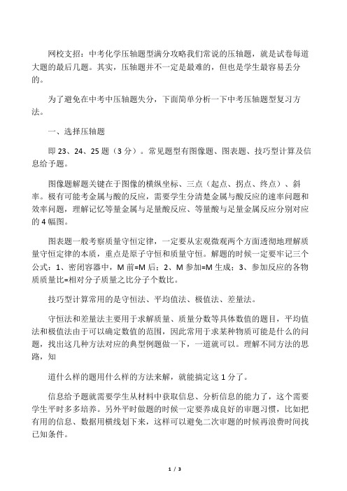 2019网校支招：中考化学压轴题型满分攻略语文