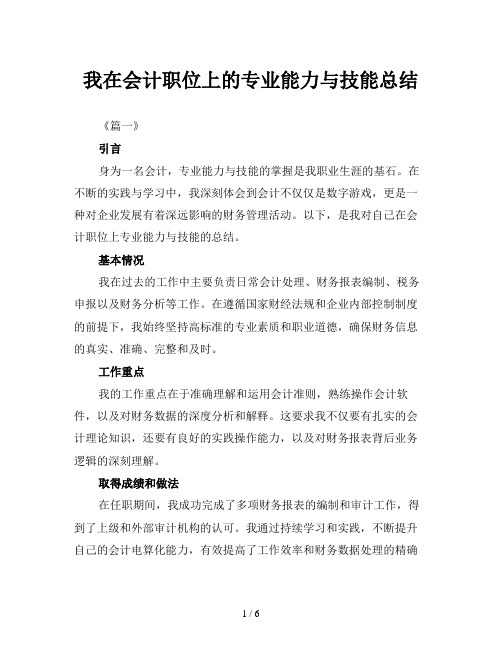 我在会计职位上的专业能力与技能总结