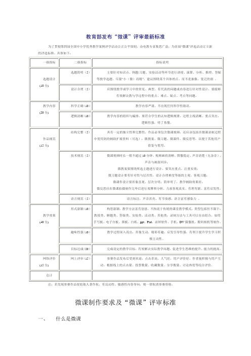 教育部微课最新评审标准