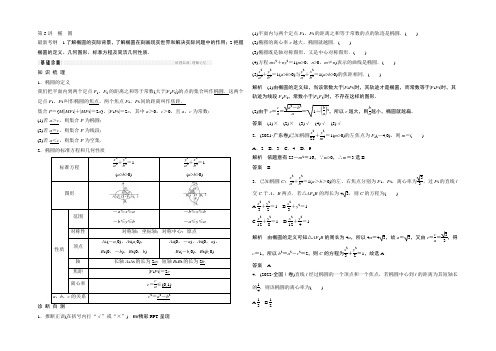 2022北师大版文科数学高考总复习教师用书：9-5椭圆 Word版含答案