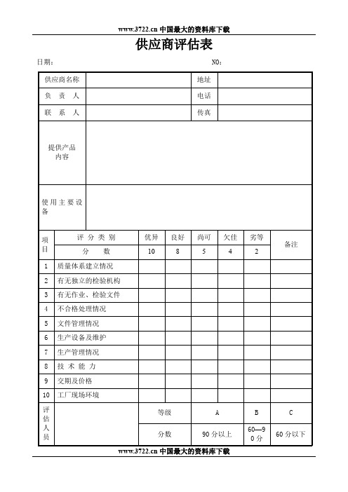 供应商评估表