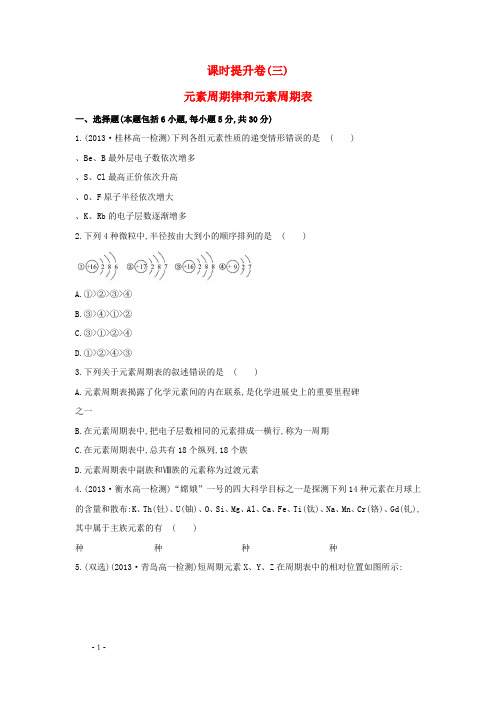 高中化学1.2元素周期律和元素周期表课时提升卷鲁科版