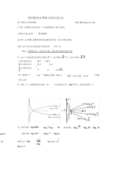 (完整word版)高中数学会考复习知识点汇总,推荐文档