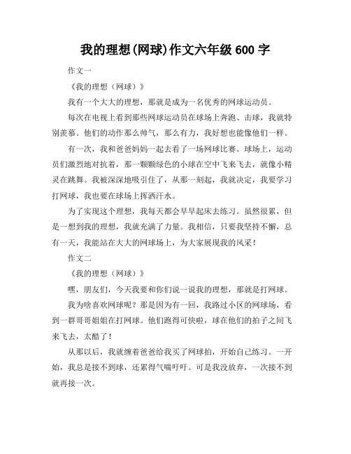 我的理想(网球)作文六年级600字