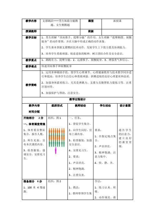 《支撑跳跃----男生纵箱分腿腾越、女生侧腾越》教学设计