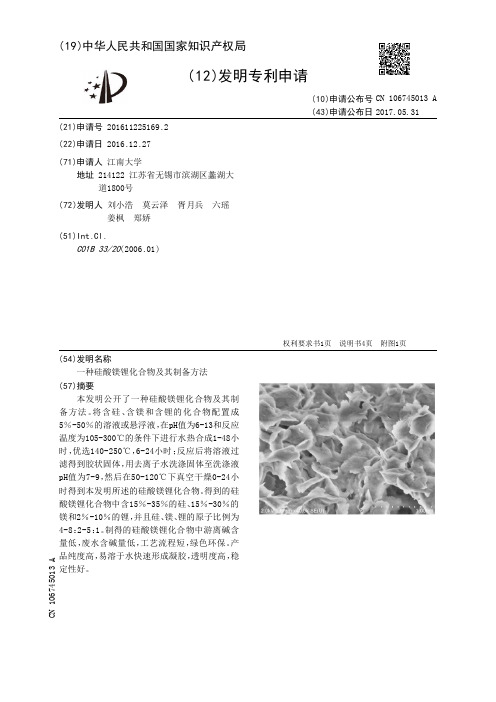 一种硅酸镁锂化合物及其制备方法[发明专利]