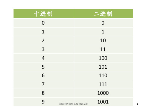 电脑中的信息是如何表示的 ppt课件