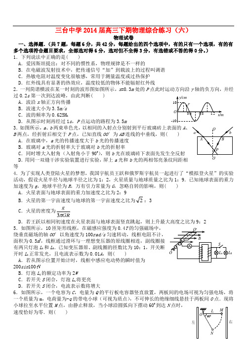 四川省绵阳市三台中学高三物理下学期综合练习(6)新人教版