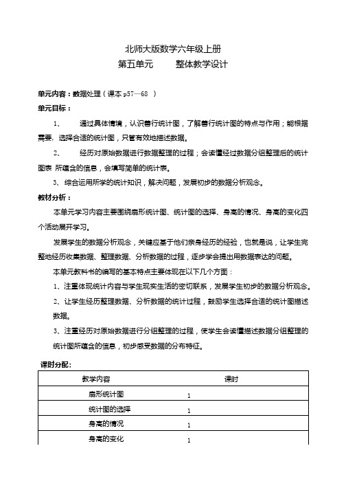 北师大版六年级数学上册第五单元整体教学设计教案.docx