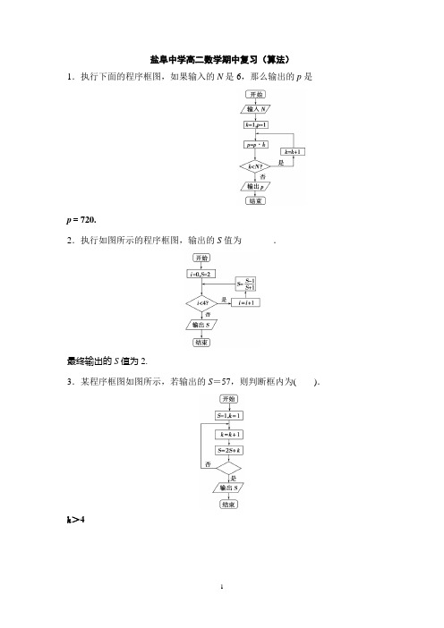 苏教版必修三算法复习题