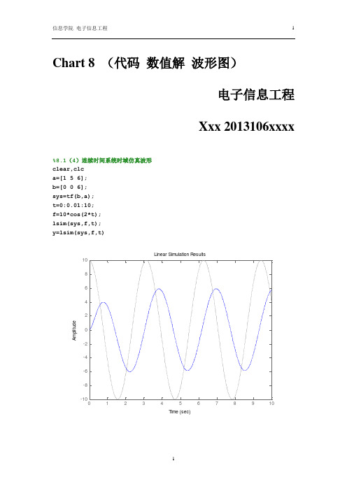 云南大学 信号与系统实验 信息学院 肖琦 第八章