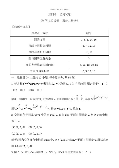 2018-2019学年高中数学必修二人教A版练习：4.章 检测试题 Word版含解析