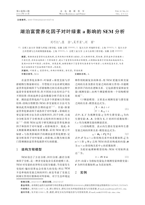 湖泊富营养化因子对叶绿素a影响的SEM