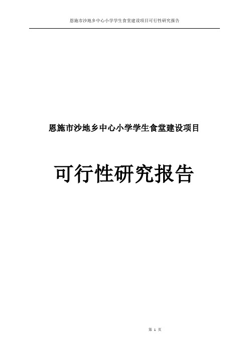 沙地乡中心小学学生食堂建设项目可行性研究报告