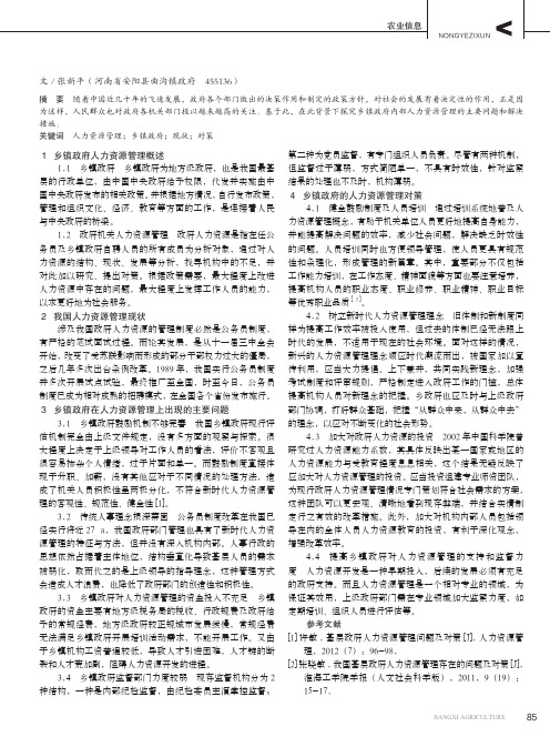 乡镇政府人力资源管理问题及措施