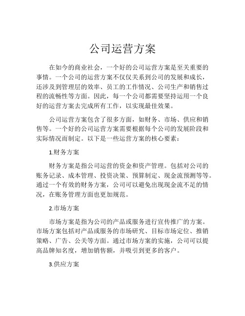 公司运营方案(精选10篇)