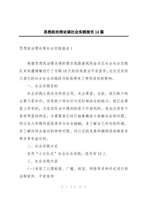 思想政治理论课社会实践报告14篇