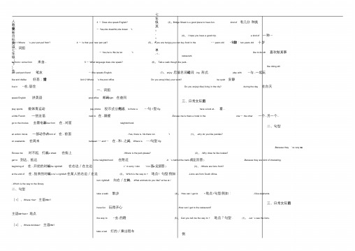 人教版新目标英语七年级下册笔记