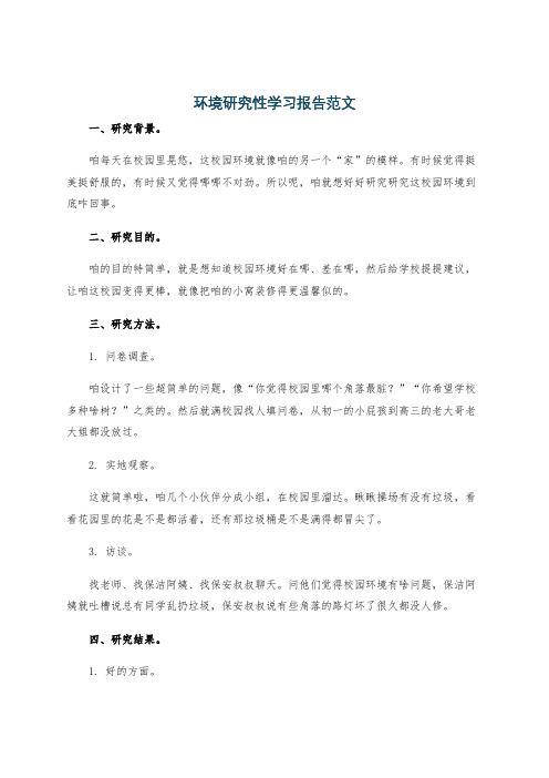 环境研究性学习报告范文