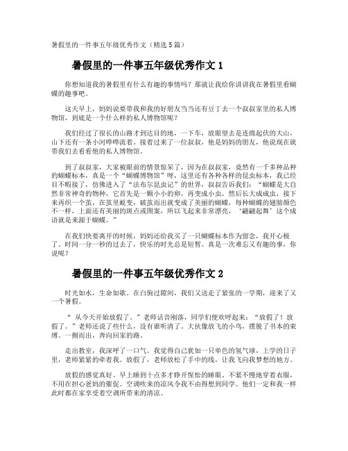 暑假里的一件事五年级优秀作文