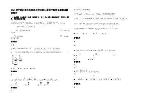 2020年广西壮族自治区梧州市桂梧中学高三数学文模拟试题含解析