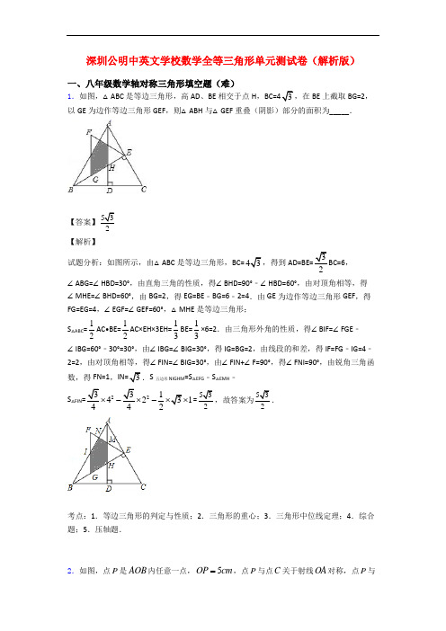 深圳公明中英文学校数学全等三角形单元测试卷(解析版)