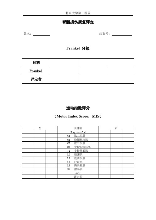 脊髓损伤病人功能评定