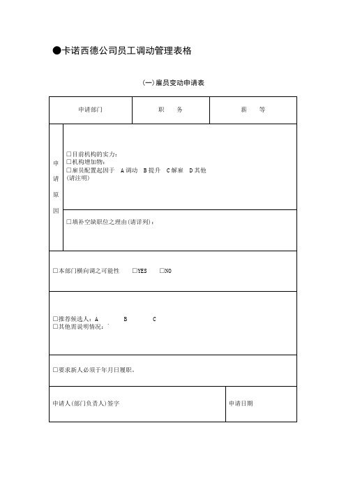 公司员工调动管理表格